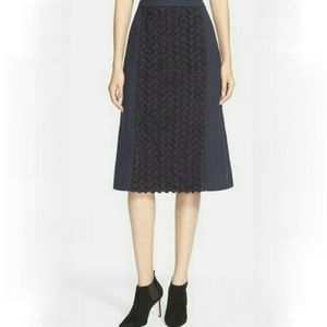 Tracy Reese Navy Skirt with beaded applique Size 12